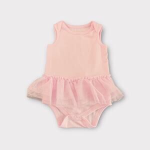 Cat & Jack Baby Girl Pink Tutu Bodysuit 0-3M Sleeveless Tank w/ Tulle Frill